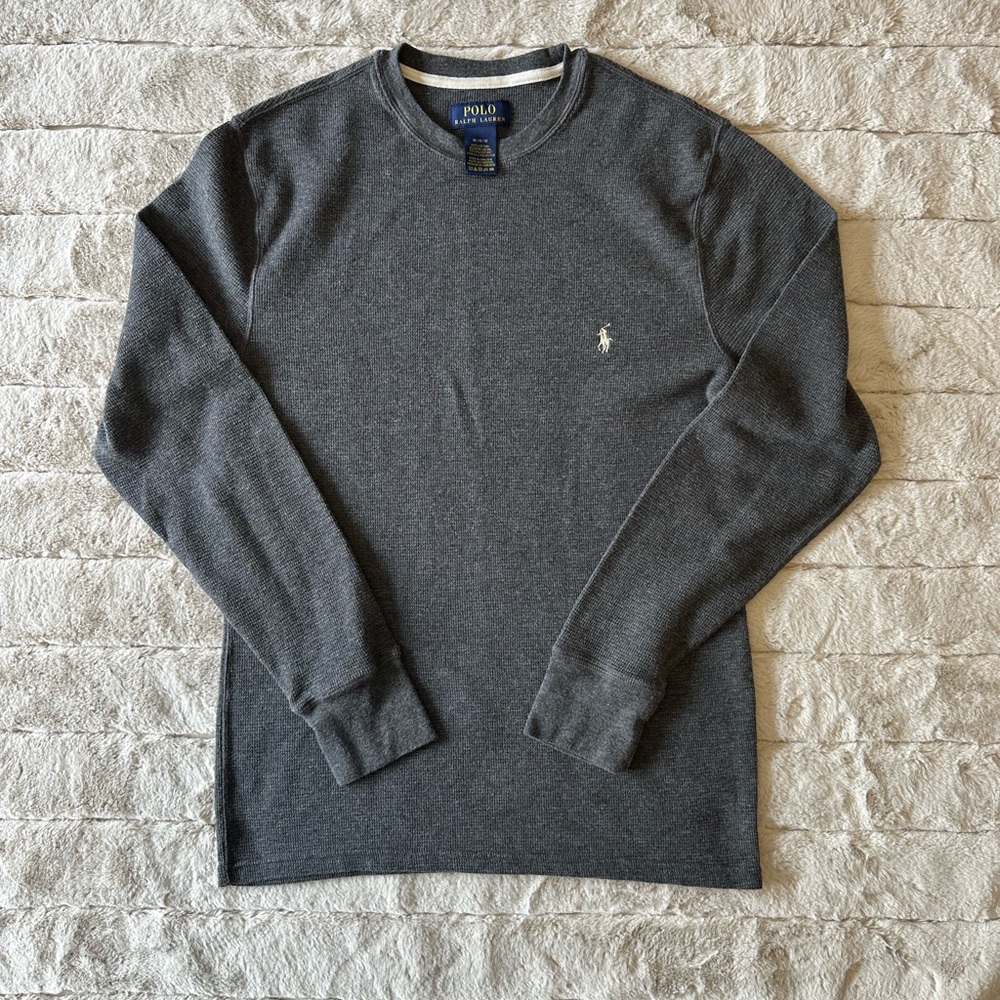 Polo Ralph Lauren Dark Gray Long Sleeve Knit Shirt, Men’s Medium